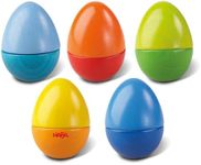 HABA Musical Eggs - 5 Wooden Eggs with Acoustic Sounds, Made in Germany, Kids Musical Instruments, Montessori Toys, Learning Toys & Music Play 2 yrs+