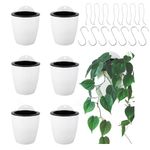 Homend 4-Inch Hanging Pot Set - 7 pack Self Watering Hanging Planters for Indoor and Outdoor Plants-Wall Planters Included 7 Hooks Lazy Flower Pots suitable for window and wall (110mm,white)