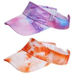 Rbenxia 2 Pieces of Adjustable Sport Visors Sun Visor Hats Cap Visors for Women and Men (Gradient Orange and Gradient Pink)