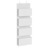 SONGMICS Over-Door Storage Organiser, Hanging Storage with 4 Compartments, Wardrobe Storage Organiser, for Bedroom, Office, 12 x 33.5 x 100 cm, Cloud White RDH004W01