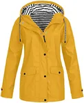 AAZJSS Long Rain Coats for Women Lightweight Windbreaker Raincoat Plus Size Waterproof Jacket with Hood Yellow XX-Large