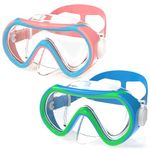 LITTLEJSY Kids Swimming Goggles, Kids Swim Mask with Nose Cover for Kids Youth 3-14, Anti-Shattered Lens No-Leak (Blue Pink+Green Blue)