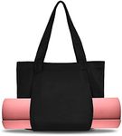 ZUOLUN Yoga Bag, Black Yoga Mat Bag, Multi-Functional Canvas Yoga Bag with Mat Carrier Pocket, Yoga Mat Tote Bag, Carryall Shoulder Bag for Women and Men Workout, Pilates, Office Workout, Travel, Gym