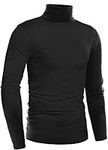 Oyamiki Men's Slim Fit Turtleneck T Shirts Casual Cotton Thermal Pullover Sweaters Black XL