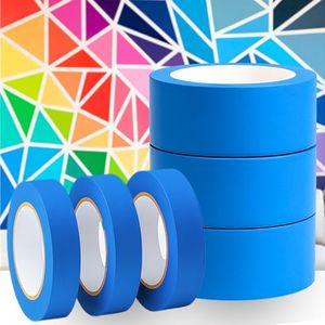 Elasticpack Blue Painters Tape Size Duo – 2 in Wide + 1 in Wide, 6-Roll Pack, 55 yd ea., Multi-Surface Clean Removal Masking Tape, UV-Resistant Crepe, for Accent Wall Painting, Trim & Furniture