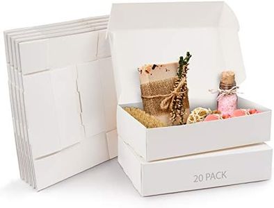 Kurtzy Boite Cadeau Blanche Kraft (Lot de 20) - Boite Carton de 19 x 11 x 4,5 cm - Boite Carton Cadeau Emballage Facile à Assembler pour Fêtes, Anniversaires, Mariages, Baptêmes, Événements