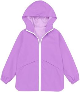 MODAFANS Boys Girls Rain Jacket Waterproof lined Hooded RainCoats Windbreaker 4-5T Purple