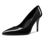 Fimanny Womens Stiletto High Heel Pointed Toe Pumps Sexy Slip-on Shoes Wedding Office Prom 3.5 Inches Heels Black 11 M US