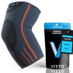 VITTO Elbow Support for Men & Women - Compression Sleeve for Tendonitis, Arthritis, Injury - Tennis Elbow Support Strap, Elbow Sleeves for Weightlifting (L, Grey, Single)