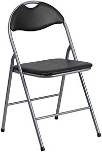 Flash Furniture Chaises Pliantes en métal de la série Hercules de avec poignée de Transport, Chaise d'événement rembourrée rembourrée en Vinyle, Lot de 4, Black