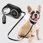 iPetba Rechargeable Night Walk Retractable Dog Leash with LED Light, Heavy Duty Dog Leash with Flashlight for Small Medium Dogs Before Sunrise Anti Slip Handle 16ft 360° Tangle Free