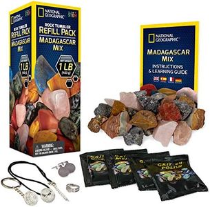 National Geographic Rock Tumbler Refill Kit – 1 Lb. Madagascar Rocks for Tumbling- Rock Tumbler Supplies Include Rock Tumbler Grit and Jewelry Accessories