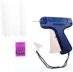 JZK Blue Clothes Tagging Gun Tag Attacher Gun with Safety Cap + 5 Backup Steel Needle + 1000 Pieces 50mm tag Gun barbs White Kimble barbs for Price Labels Tags for Clothes Socks