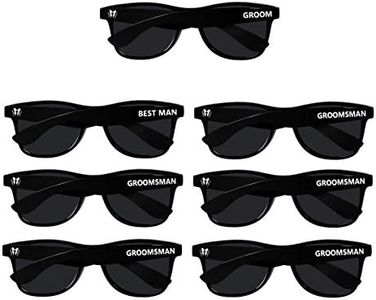 LADY&HOME Bachelor Party 7pcs Wedding Sunglasses for Groom, Best Man, Groomsmen Gifts Wedding Favor (Black)