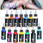 Tattoo Kit 14Pcs Tattoo Ink 14 Colors Set 1 oz 30ml/Bottle Tattoo Inks Pigment Kit for 3D Makeup Beauty Skin Body Art