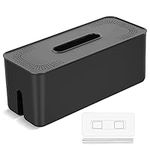 CRROEL Cable Tidy Box, Wall Mounted cable management box, Wire Management, Hide and Conceal Extension Blocks and Electrical Cables-Black