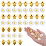 Molain 50Pcs Tiny Bee Daisy Flower Decoration, Resin Cartoon Jewelry Accessories DIY Wreath Cake Deco Flowers Bee for Crafts Scrapbooking Phone Case Hair Accessories Fairy Garden Decor