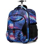 Galaxy Backpack with Wheels for Teens, 17inch Wheeled Backpack for School Trolley Bag Rucksack on Wheels Waterproof College Large Laptop Bag Durable Travel Carry on Luggage Roller Bookbag