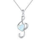 StoryMidir Music Note Necklace Gifts for Music Lovers 925 Sterling Silver Opal Musical Necklace Treble Clef Piano Necklace Music Jewelry Gifts for Women Mom, Sterling Silver, sterling silver