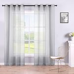 Gray Sheer Curtains 84 Inches Long for Bedroom 2Pack Set of 2 Grommet Window Panel Eyelet Top Voile Semi Sheer Drapes See Through Light Grey Sheer Curtains for Living Room Girls Room 52x84 Inch Length