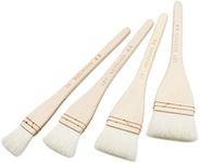 Longdex Creative Mark Hake Paintbrush Set 4PCS Professional Soft White Goat Hair Stitch-Tied Brushes for Wash, Background Work,Watercolor and Ceramic Pottery