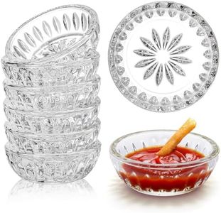 ZEAYEA Set of 8 Glass Pinch Bowls, 2 oz Stackable Small Prep Bowl, Clear Floral Relief Mini Glass Snack Bowls for Dipping Spices Sauce, Dishwasher Safe