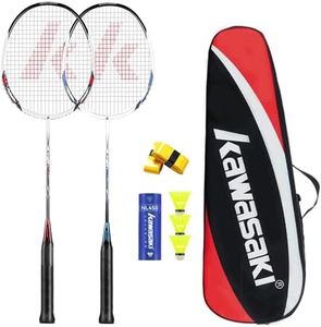 A1 TAAN Badminton Set 2 Carbon Shaft Profi Badmintonschläger Leichtgewicht Badminton Schläger 2 Federballschläger für Training, Sport und Unterhaltung mit 3 Federbällen & 2 Overgrips & Unterhaltung