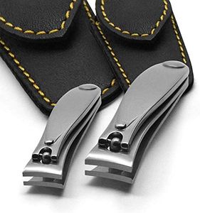 GERMANIKURE Professional Nail Clipper Set - Fingernail Clipper & Toenail Clipper with Leather Cases - Ethically Made in Solingen Germany - FINOX Surgical Stainless Steel Manicure and Pedicure Tools