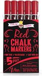 CHALKY CROWN Liquid Chalk Marker Pen - Dry Erase Marker - Chalk Markers for Chalkboard Signs, Windows, Blackboard, Glass - 6mm Reversible Tip (Red, 5 Pack)