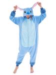 NEWCOSPLAY Unisex Onesie Adult Animal Pajamas Adult Plush One Piece Cosplay Costume(Stitch,Medium)