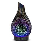 Essential Oil Diffuser 120ML Aroma Ultrasonic Humidifier 7 Colorful LED Lights Changing with Handmade Glass BPA Free Waterless Auto-Off Timer Setting for Home Yoga Office (Firework)