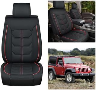 Nilight Car Seat Covers Custom Fit 2007-2024 Jeep Wrangler JK JL 4-Door Waterproof Wear-Resistant Leather Anti Slip Cushion Front Set (2PCS Front Seat Cover), 2 Years Warranty