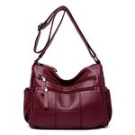 Soft Ladies Leather Crossbody Bags Girls Lightweight Shoulder Handbags for Women Multi-Pocket with Adjustable Shoulder Strap