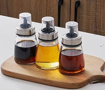 HAIZEEN [3 Pack] 180ml/6 oz Airtight Olive Oil Dispenser Bottle,Oil and Vinegar Cruet Set for Kitchen and BBQ, Oil Decanter for Cooking Wine/Soy Sauce/Vinegar, Leak-Proof Spout with Dust Cap