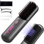 Cordless Hair Straightener Brush USB Rechargeable Heated Straightening Brush Hot Comb for Women Beard Straightener for Men(Black)