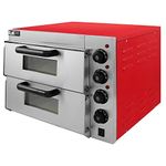Electric Pizza Oven with Audible Timer & Twin Deck Firebrick/Commercial Baking & Grilling