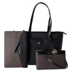 Michael Kors Maisie Large Pebbled Leather 3-IN-1 Tote Bag, Black Brown Multi