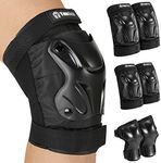 Tanden Skating Protective Gear Elbow and Knee Pads Adult, Knee Pads for Men Women Elbow Pads Wrist Guards for Roller Skating Cycling Skateboarding Black