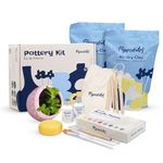 Figured'Art Pottery Kit for Adults with 2kg Premium Air Dry Clay, Ideal for Beginners, includes Tools, Paints, Brushes, Sealers & Tutorials, No Kiln Needed