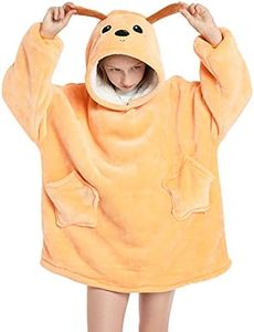 Wearable Blanket Hoodie for Kids 4-12YR Oversized Animal Hooded Blanket Super Soft Comfortable Warm Flannel Yellow Dog