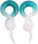 Qmcandy 2pcs Glass Spiral Tapers Plugs Twist Stretchers Earrings Stretching Piercings Jewelry Gauges 00g, blue clear