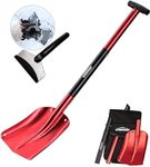 Overmont Avalanche Shovel Snow Shovel Folding Shovel Emergency Shovel Removable Aluminium 3 Pieces with Ice Scraper and Carry Bag for Gardening Winter Car Outdoor Red/Blue/Gold/Black