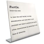 Hustle Definition Desk Sign, Inspirational Office Decor for Boss, Women, Daughter, Son, Coworker, Manager, Teacher, Boss Lady, Men, Positive Messages Plaque for Desk Sink Cubicle Shelf Decor DS-4