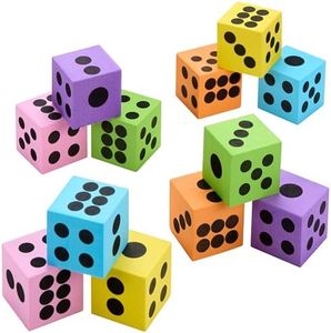 Playbees Neon Big Foam Dice Set - 48-Pack, Jumbo, and Colorful Dice for Kids - Ideal for Boosting Math Skills, Great Gifts, and Party Fun