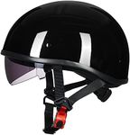 ILM Half Motorcycle Helmet with Sunshield Quick Release Strap Fit for Bike Cruiser Scooter Harley DOT Approved (L, Gloss Black)