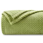 NEWCOSPLAY Super Soft Throw Blanket Green Premium Silky Flannel Fleece Leaves Pattern Lightweight Bed Blanket All Season Use (Green, Throw(40"x50"))