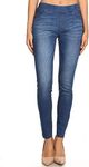 Women's Ripped Destroyed Skinny Jeans & Jeggings Pull-On Elastic Waist Stretch Denim Pants Regular-Plus Size, Blue Denim, Large