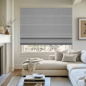 Bringnox Motorized Blinds,Roman Shades for Windows,with Alexa,Google, Custom Roman Shades with App,Voice Control (Blackout Woven Grey-216)