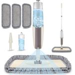 MEXERRIS Microfiber Spray Mop for Floor Cleaning - Wet Dry Dust Kitchen Floor Mop with 410ML Refillable Bottle 360°Rotatable Hardwood Mop for Laminate Wood Tiles 3 Reusable Pads and 1 Scrubber