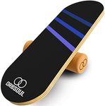 Orbsoul Balance Board Trainer (Handcrafted in Canada) - Canadian Mountain Maple & 100% Organic Cork Roller (Ocean Blue)